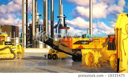 Machines at oil refinery Machines at oil refinery 19335475