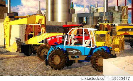 Machines at oil refinery Machines at oil refinery 19335477