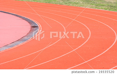 running track curve in football stadium 19335520