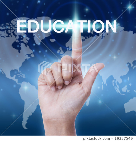 hand pressing education word button.  19337549
