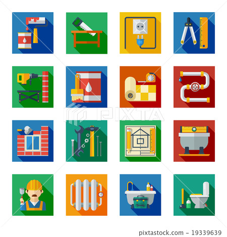 Home Repair Flat Square Icons Set - Stock Illustration [19339639] - PIXTA