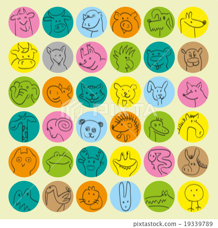 Avatars of hand drawn funny doodle animals Avatars of hand drawn funny doodle animals 19339789