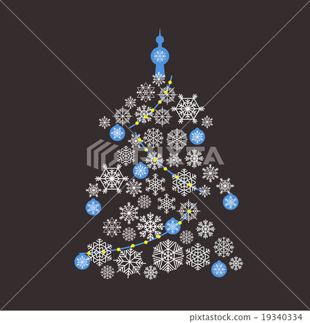 Christmas tree flat design. Greeting card 19340334