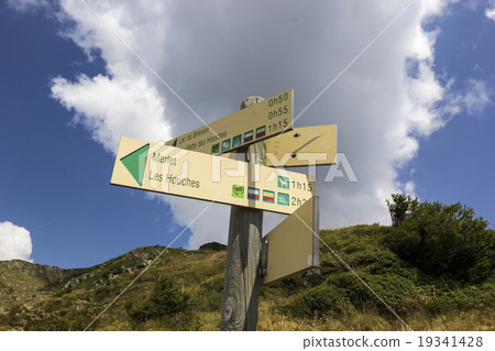Sign on the hiking trail in Chamonix in France 19341428