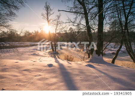 Winter sunrise. Winter river. Cold winter morning. 19341905