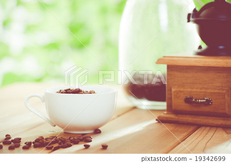 Coffee, cafe image, green background Coffee, cafe image, green background 19342699