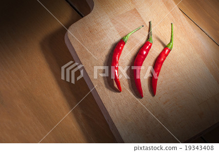 Still life Red Thai Chili on wooden background Still life Red Thai Chili on wooden background 19343408