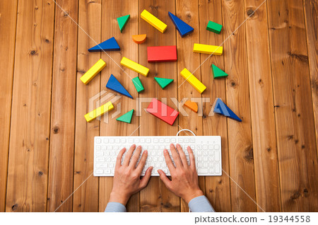 PC keyboard and colorful building blocks PC keyboard and colorful building blocks 19344558