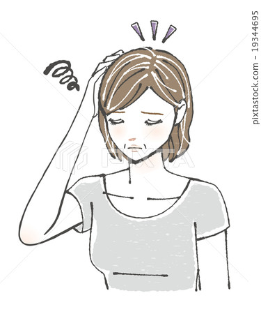 Middle female illustration suffering from gray hair 19344695