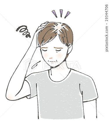 遭受稀薄的頭髮的中年男性例證 19344706