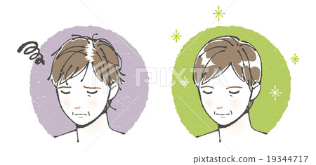 在受傷的頭髮(中年男子)的插圖之前 在受傷的頭髮(中年男子)的插圖之前 19344717