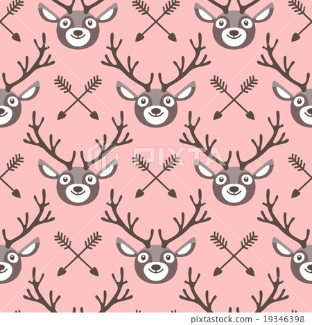 Hipster seamless pattern with deer and arrows.  19346398