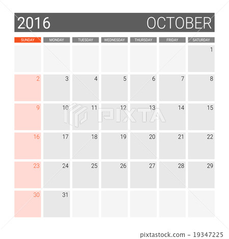 October 2016 calendar (or desk planner) October 2016 calendar (or desk planner) 19347225