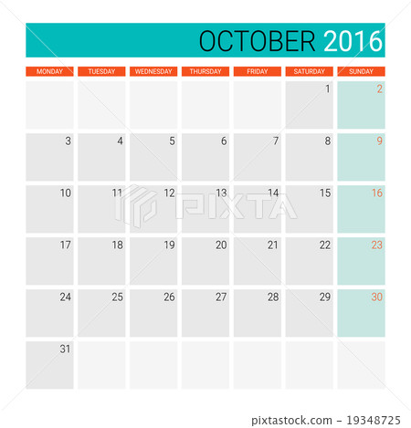 October 2016 calendar (or desk planner) October 2016 calendar (or desk planner) 19348725