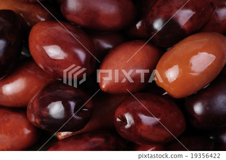 kalamata olives marinated in oil as background 19356422