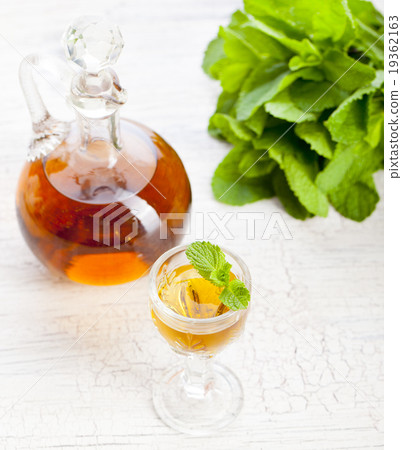 Herbal, mint homemade liquor. Herbal, mint homemade liquor. 19362163
