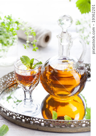 Herbal, mint homemade liquor. Herbal, mint homemade liquor. 19362201