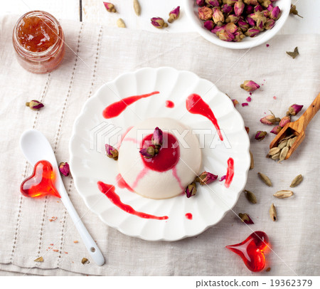 Panna cotta,with berry sauce. Italian dessert. Panna cotta,with berry sauce. Italian dessert. 19362379
