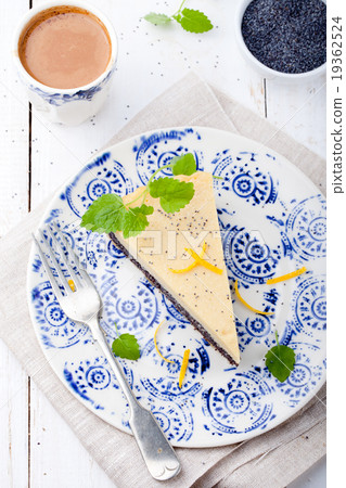 Poppy seed cream tart, cake, pie slice 19362524