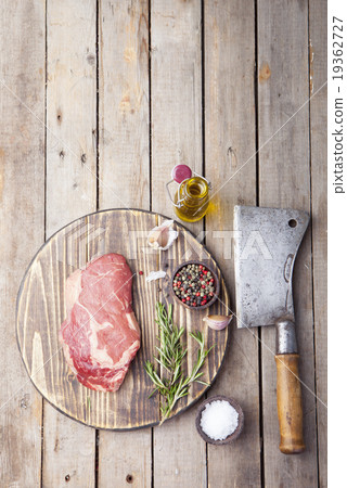 Raw fresh meat Steak with salt and pepper 19362727