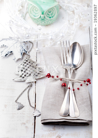 Christmas and New year table place setting 19362897