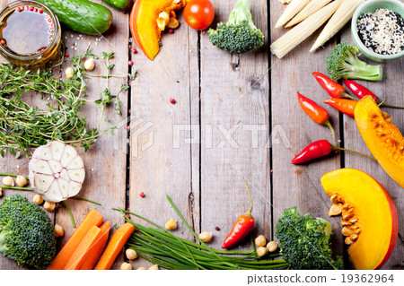 Frame of vegetables, herbs. Harvest, culinary 19362964