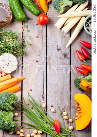 Frame of vegetables, herbs. Harvest, culinary Frame of vegetables, herbs. Harvest, culinary 19363050