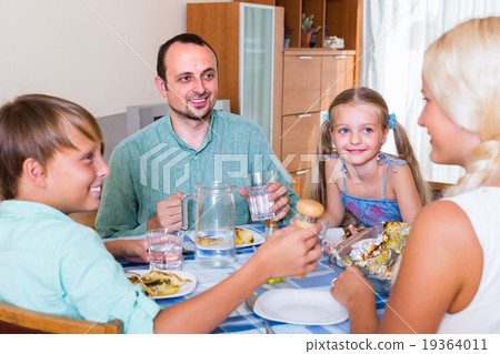 Family dinner at home. Family dinner at home. 19364011