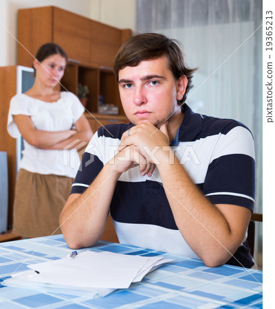 Upset family couple with financial problems 19365213