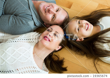 Portrait of mother, father and girl 19365674