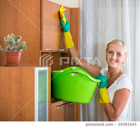 housewife doing clean-up at home 19365845