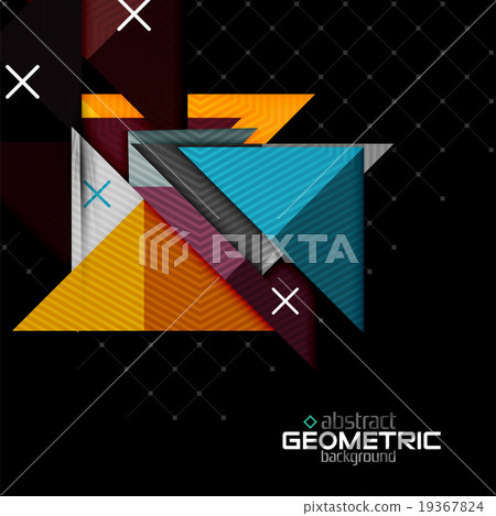 Colorful geometric shapes with texture on black - Stock Illustration ...