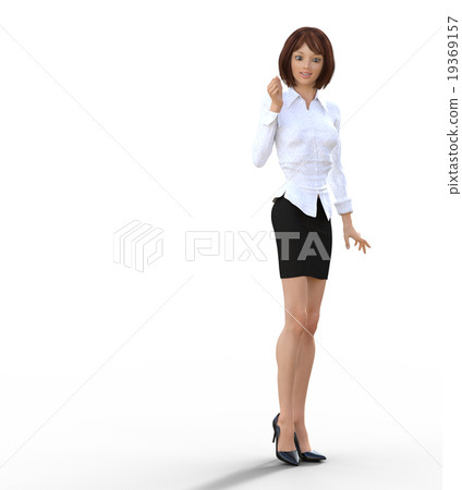 擺在腸道perming3DCG例證材料的女商人 19369157