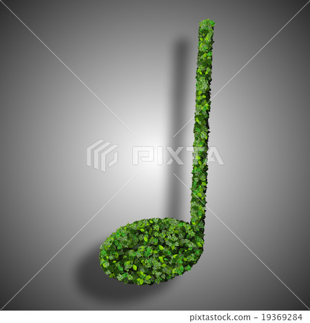 Musical note crotchet symbol made from leaves 19369284