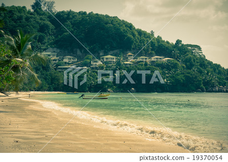 Tropical beach at Mahe island Seychelles Tropical beach at Mahe island Seychelles 19370054