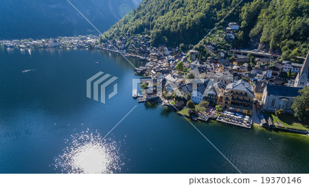 aerial view of Hallstatt village in Alps at summer aerial view of Hallstatt village in Alps at summer 19370146