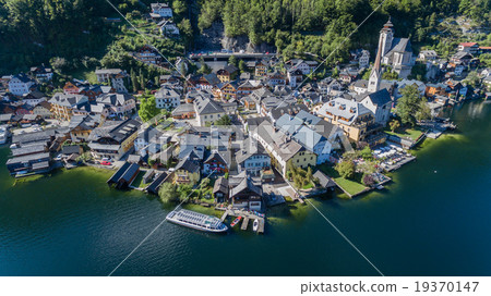 aerial view of Hallstatt village in Alps at summer aerial view of Hallstatt village in Alps at summer 19370147