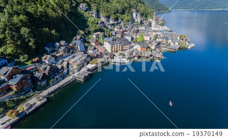 aerial view of Hallstatt village in Alps at summer aerial view of Hallstatt village in Alps at summer 19370149