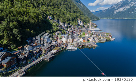aerial view of Hallstatt village in Alps at summer aerial view of Hallstatt village in Alps at summer 19370150
