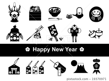 新年的卡片圖標黑色 19370971