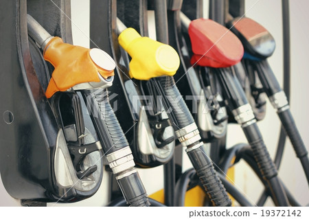 Stock Photo: Fuel pumps at gas station