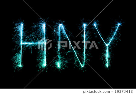 Happy New Year made of sparkles firework at night 19373418