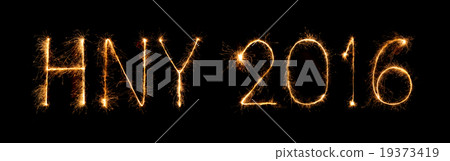 Happy new year 2016 with Sparkle firework 19373419