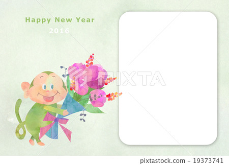 新年卡2016年猴子與花(相框) 新年卡2016年猴子與花(相框) 19373741