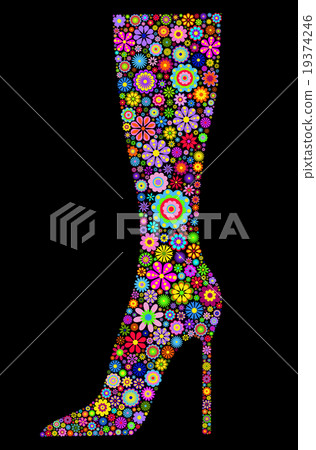 flower boot on black background 19374246