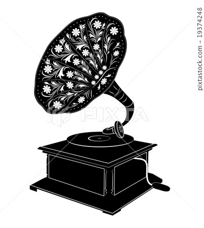 retro gramophone isolated on white background 19374248