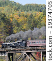 Steam locomotive Tadami line of autumn leaves Takiya River bridge 19374705