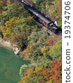 Steam locomotive Tadami Line of autumn leaves Tadami River 19374706