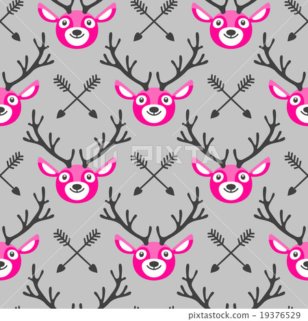 Hipster seamless pattern with deer and arrows.  19376529