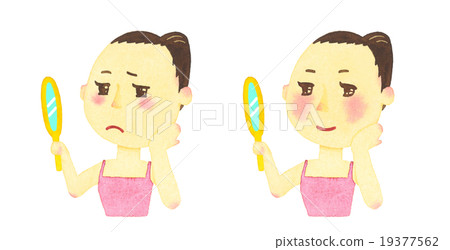 Woman looking in the mirror 19377562